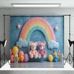 Aperturee - Aperturee Blue Sky Rainbow Colorful Balloons Room Set Backdrop