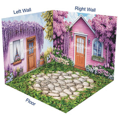 Aperturee - Aperturee Spring Purple Floral Garden Cabin Room Set Backdrop