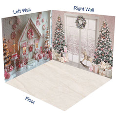 Aperturee - Aperturee White Christmas House Window Scene Room Set Backdrop