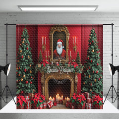 Aperturee - Aperturee Festive Red Christmas Vibe Stairs Room Set Backdrop