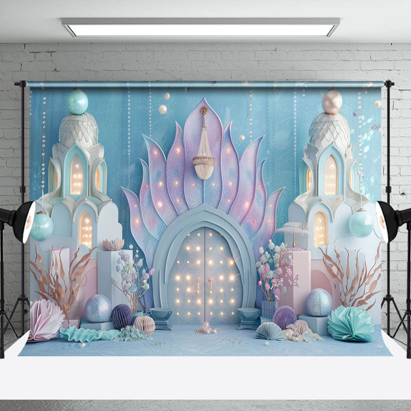 Aperturee - Aperturee Blue Undersea Mermaid Cake Smash Room Set Backdrop