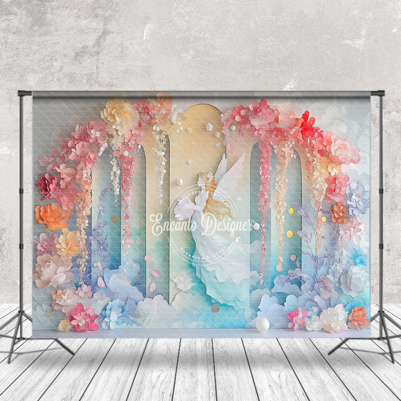 Aperturee - Aperturee Colorful Fairy Tale Floral Angel Fine Art Backdrop