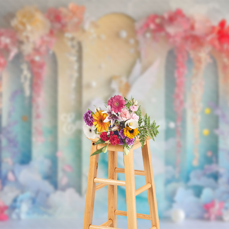 Aperturee - Aperturee Colorful Fairy Tale Floral Angel Fine Art Backdrop