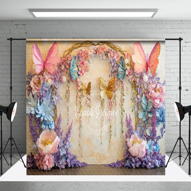 Aperturee - Aperturee Colorful Flower Fairy Butterfly Room Set Backdrop