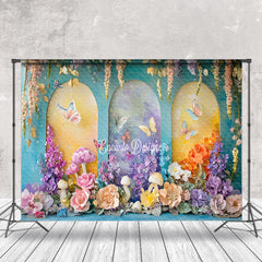 Aperturee - Aperturee Colorful Floral Garden Butterfly Fine Art Backdrop