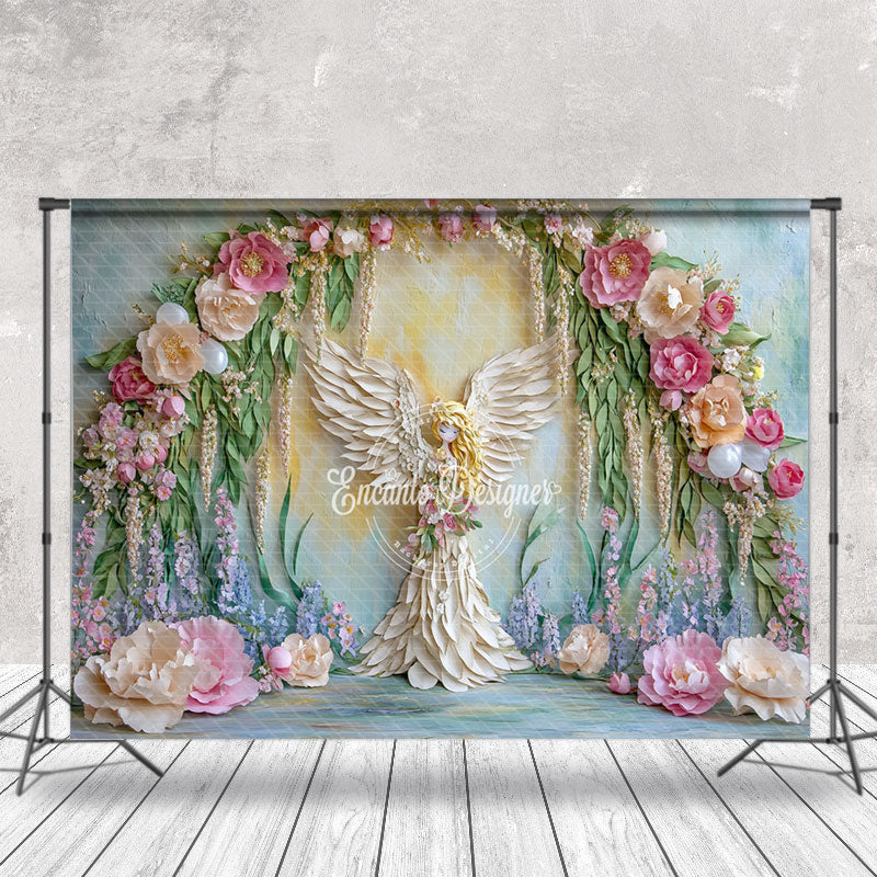 Aperturee - Aperturee Retro Wall Butterfly Flower Fairy Photo Backdrop