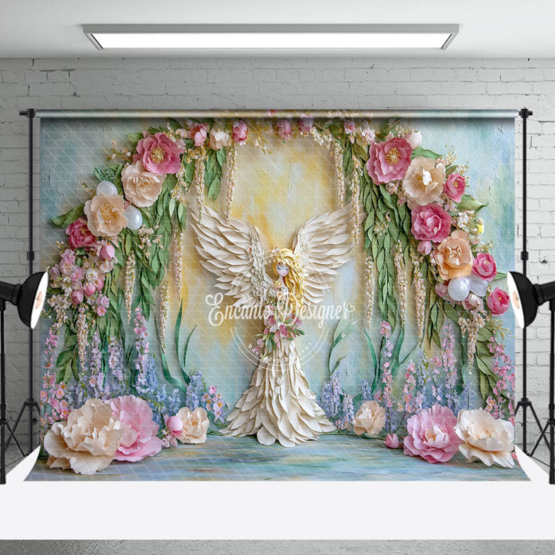 Aperturee - Aperturee Retro Wall Butterfly Flower Fairy Photo Backdrop