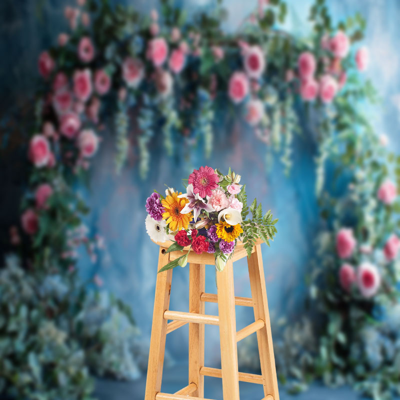 Aperturee - Abstract Greenery Arch Floral Cake Smash Backdrop