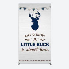 Aperturee - Aperturee Oh Dear A Little Buck Flag Baby Shower Rectangle Backdrop