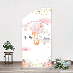 Aperturee - Floral Animals Up Up Away Arch Baby Shower Backdrop