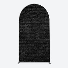 Aperturee - Vintage Art Black Brick Wall Arch Photography Backdrop