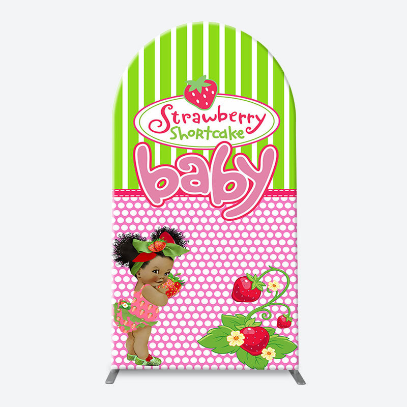 Aperturee - Strawberry Shortcake Girl Arch Baby Shower Backdrop