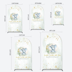 Aperturee - Twinkle Star Little Elephant Arch Baby Shower Backdrop