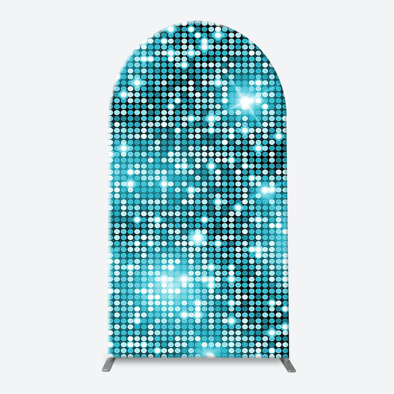 Aperturee - Turquoise Blue Shiny Dots Arch Birthday Backdrop