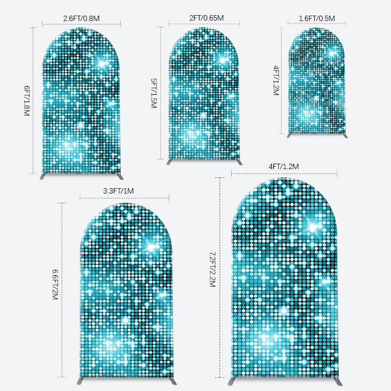 Aperturee - Turquoise Blue Shiny Dots Arch Birthday Backdrop