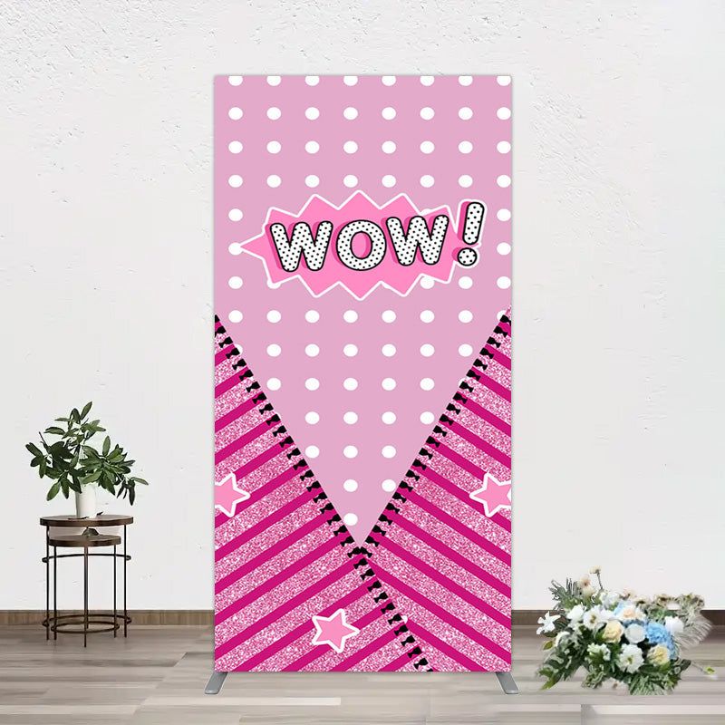 Aperturee - Aperturee Wow Glitter Pink Zipper Girl Birthday Rectangle Backdrop