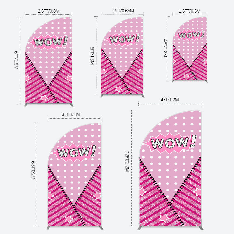 Aperturee - Aperturee Wow Glitter Pink Zipper Girl Birthday Half Moon Arch Backdrop