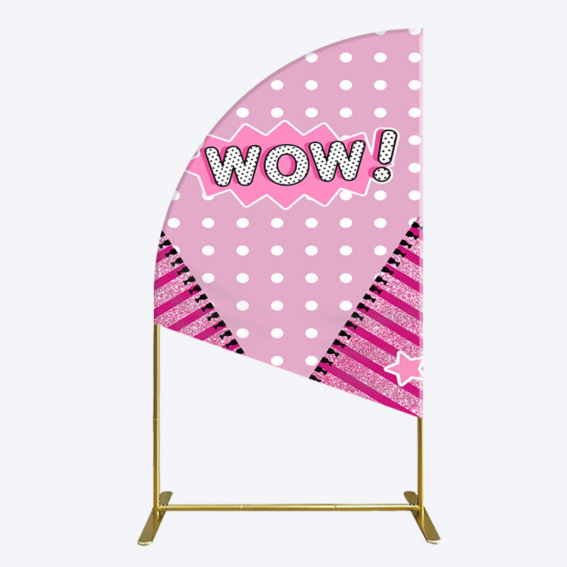 Aperturee - Aperturee Wow Glitter Pink Zipper Girl Birthday Half Moon Arch Backdrop