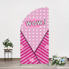 Aperturee - Aperturee Wow Glitter Pink Zipper Girl Birthday Half Moon Arch Backdrop