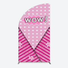 Aperturee - Aperturee Wow Glitter Pink Zipper Girl Birthday Half Moon Arch Backdrop