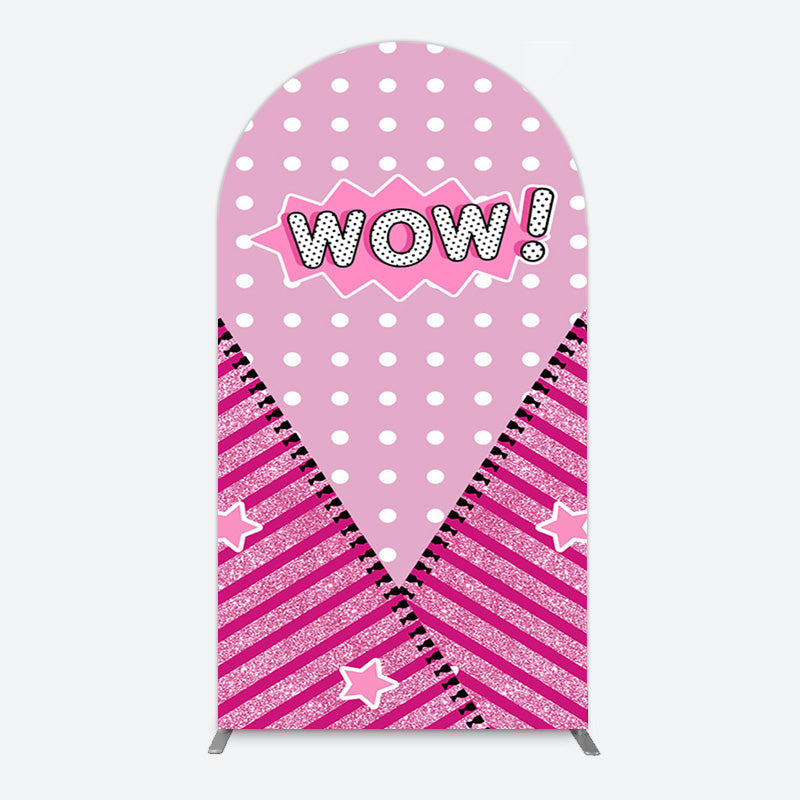 Aperturee - Aperturee Wow Glitter Pink Zipper Girl Birthday Arch Backdrop