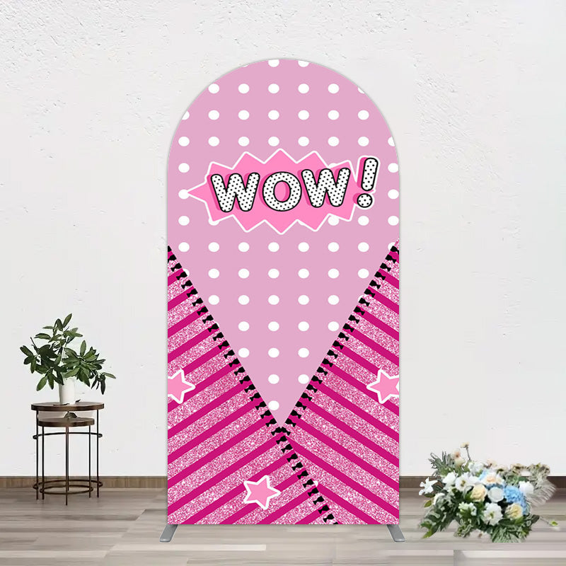 Aperturee - Aperturee Wow Glitter Pink Zipper Girl Birthday Arch Backdrop