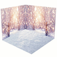 Aperturee - Aperturee Winter Heavy Snowy Light Bokeh Room Set Backdrop