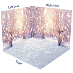 Aperturee - Aperturee Winter Heavy Snowy Light Bokeh Room Set Backdrop