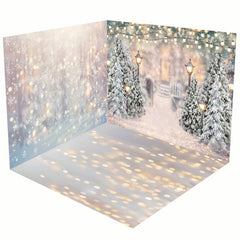 Aperturee - Aperturee Winter Light Bokeh Snowy Garden Room Set Backdrop