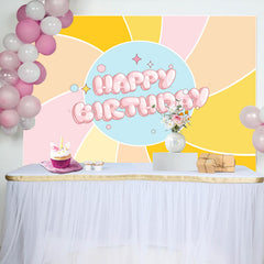 Aperturee - Colorful Boho Sun Cute Pink Happy Birthday Backdrop