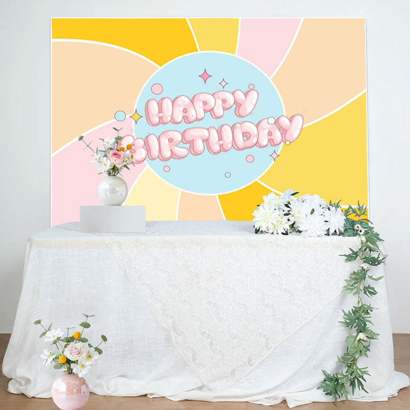 Aperturee - Colorful Boho Sun Cute Pink Happy Birthday Backdrop