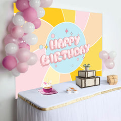 Aperturee - Colorful Boho Sun Cute Pink Happy Birthday Backdrop