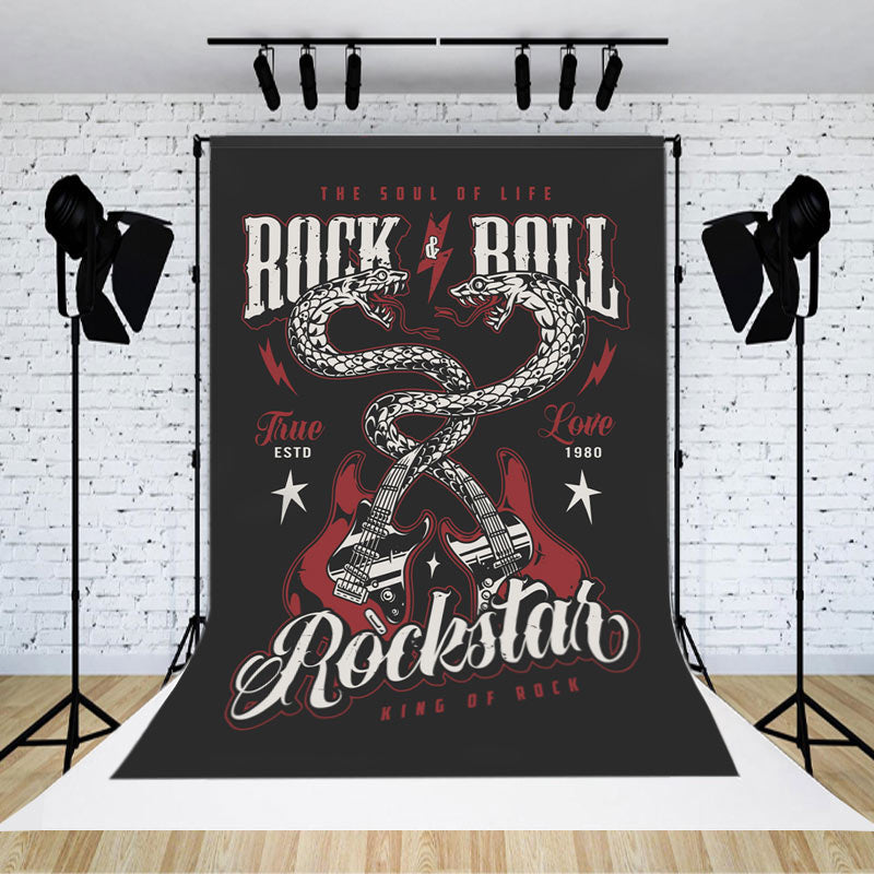 Aperturee - Rock And Roll Snake Guitar Musical Party Backdrop