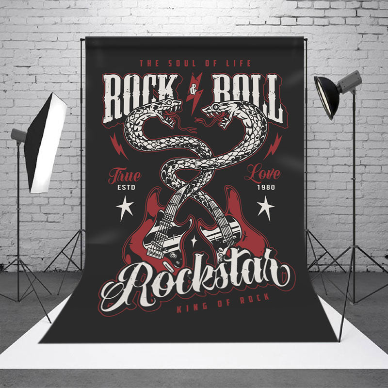 Aperturee - Rock And Roll Snake Guitar Musical Party Backdrop