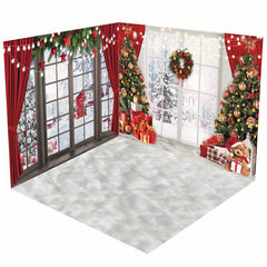 Aperturee - Aperturee Christmas Festive Window Scenery Room Set Backdrop