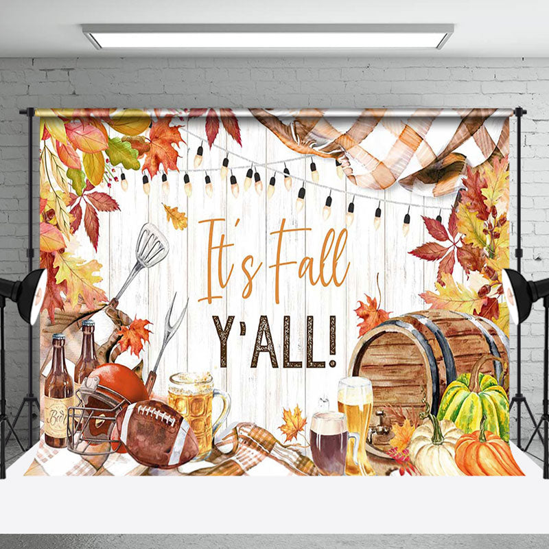 Aperturee - Maple Its Fall Yall Wooden Thanksgiving Backdrop