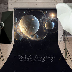 Aperturee - Aperturee Gold Sparkle Galactic Bubbles Fine Art Sweep Backdrop