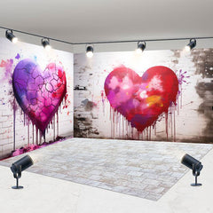 Aperturee - Aperturee Graffiti Red Love Valentines Day Room Set Backdrop