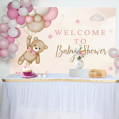 Aperturee - Teddy Bear Balloon Star Cloud Baby Shower Backdrop