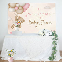 Aperturee - Teddy Bear Balloon Star Cloud Baby Shower Backdrop