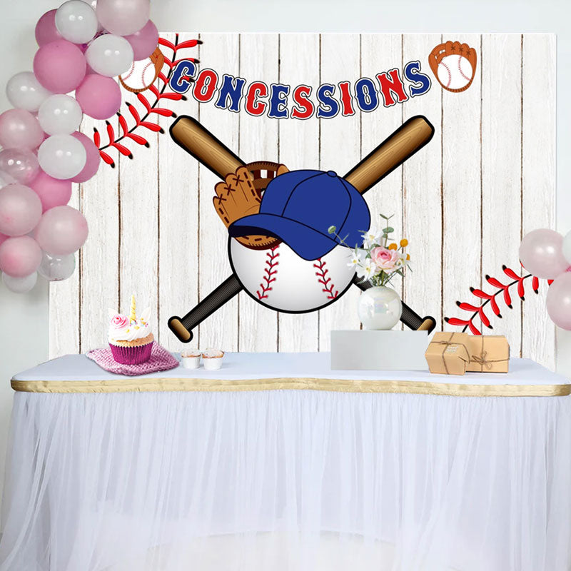 Aperturee - White Wood Baseball Cap Hat Bat Birthday Backdrop