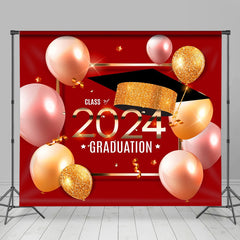 Aperturee - Red Balloons Class Of Glitter Graduation Backdrop