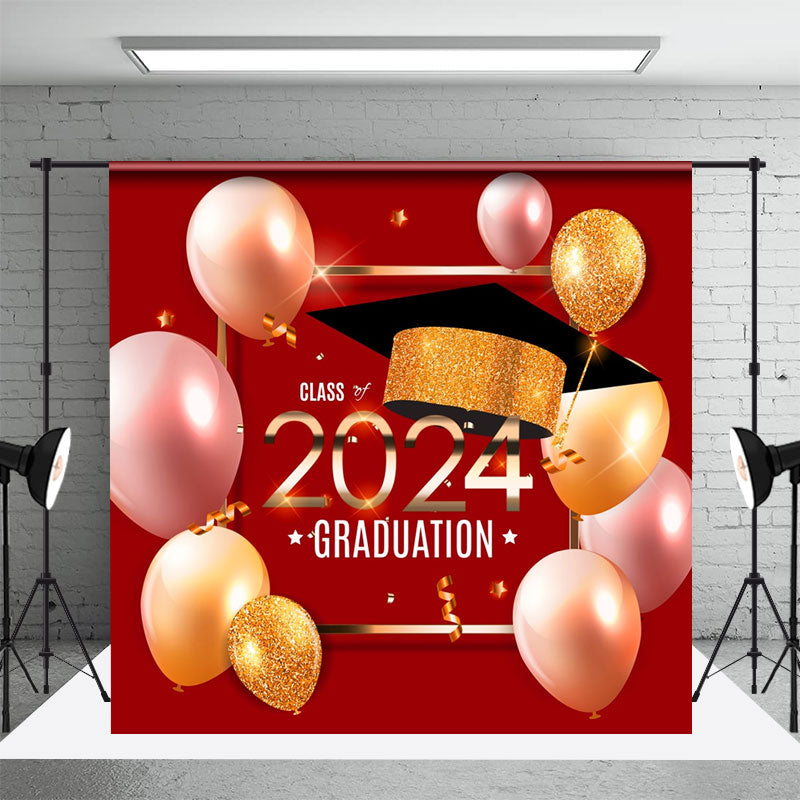 Aperturee - Red Balloons Class Of Glitter Graduation Backdrop