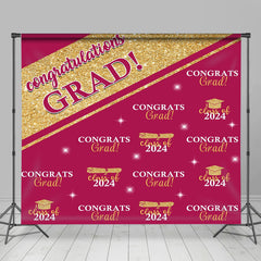 Aperturee - Burgundy Congrats Grad Repeat Graduation Backdrop