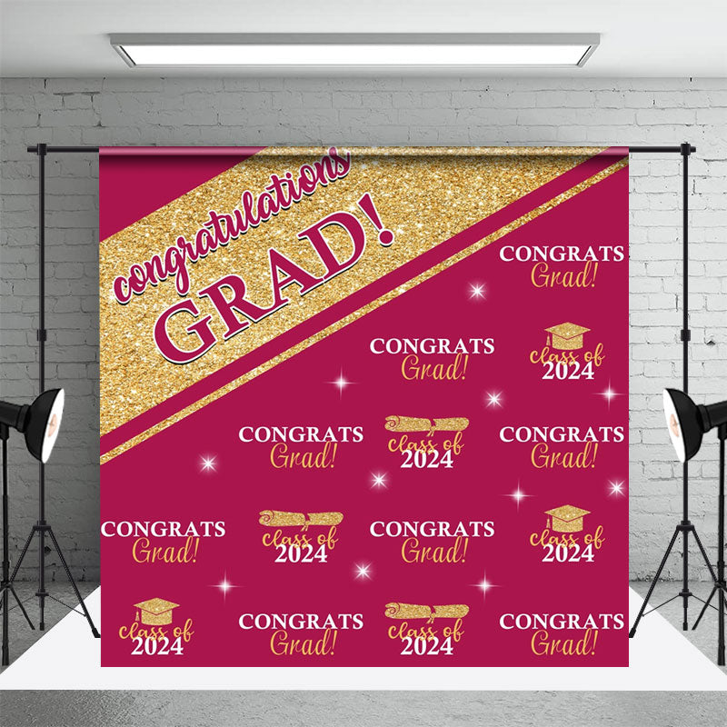 Aperturee - Burgundy Congrats Grad Repeat Graduation Backdrop