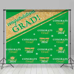 Aperturee - Green Gold Congrats Grad Repeat Graduation Backdrop