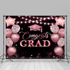 Aperturee - Pink Sparkle Balloons Congrats Graduation Backdrop