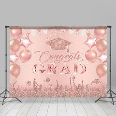 Aperturee - Rose Gold Glitter Balloon Flag Graduation Backdrop