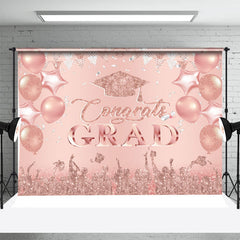 Aperturee - Rose Gold Glitter Balloon Flag Graduation Backdrop