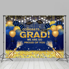 Aperturee - Blue Golden Diamond Champagne Graduation Backdrop